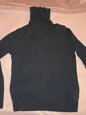 Mens Black Ribbed Turtleneck